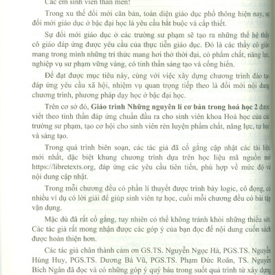 Giáo trình Những nguyên lí cơ bản trong hóa học 2 - Nguyễn Văn Hải (Chủ biên), Nguyễn Thị Thanh Chi, Lê Hải Đăng, Ngô Tuấn Cường, Lê Văn Khu, Hoàng Văn Hùng, Đinh Thị Hiền