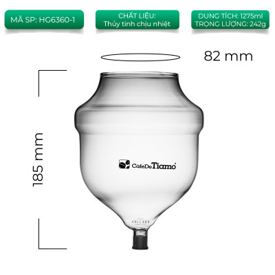 Bình phễu thuỷ tinh trên của tháp cold drip Tiamo HG6360