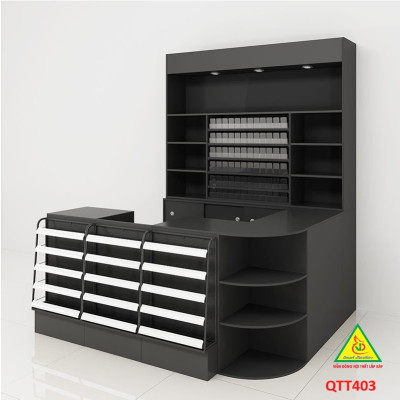 Quầy tính tiền, Bàn thu ngân cho cửa hàng tiện lợi, siêu thị mini, shop  QTT403 - Nội thất lắp ráp Viễn Đông ADV