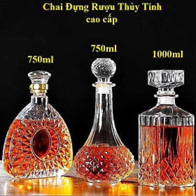 Bình Đựng Rượu Thủy Tinh (combo 3 cái) mẫu A1, B5, B6 – Vỏ Chai Rượu Ngoại – Chai Thủy Tinh Đựng Rượu cao cấp