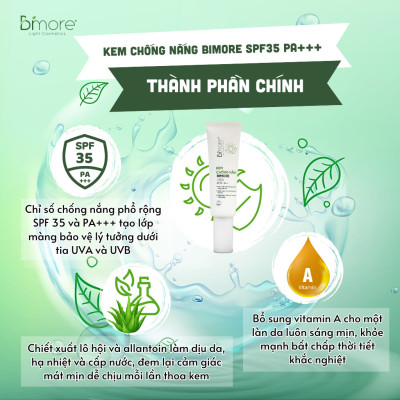 Kem chống nắng Bimore SPF PA+++35 dưỡng da và ngăn tia UVA_UVB_50ml