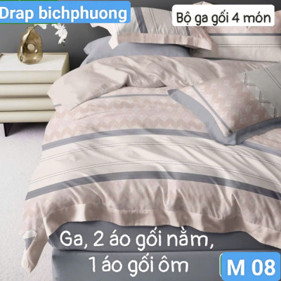 Bộ drap gối Tencel vải Hàn Quốc , đỉnh cao mát , mềm mại { drap và 3 áo gối}