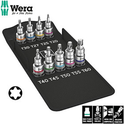 Bộ đầu tuýp hoa thị với chức năng giữ vít 1/2", 8767 c torx hf 1, Wera 05004202001