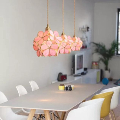 Đèn trang trí, đèn thả hoa nguyên liệu đồng nguyên chất DT