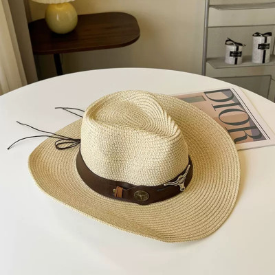 Nón mũ cói cao bồi phong cách Hàn Quốc dành cho cả nam và nữ. Thiết kế đẹp, màu trắng kem nâu nhạt nâu dậm. Kiểu dáng gập gọn tiện lợi.    * Sản phẩm mang phong cách Hàn Quốc Dona25060101