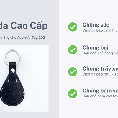 Bao Da Cao Cấp Dành Cho Apple AirTag, Chất Liệu Da Bò Thật 100%, AirTag Case Chống Sốc-Chống Bám Bụi-Chống Bám Vân Tay-Chống Xước - Hàng Chính Hãng SAIGIO