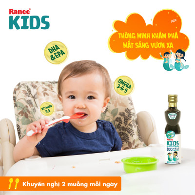 Dầu ăn dinh dưỡng cho trẻ Ranee KIDS 250ml + tặng kèm chén ăn dặm cao cấp hình cá