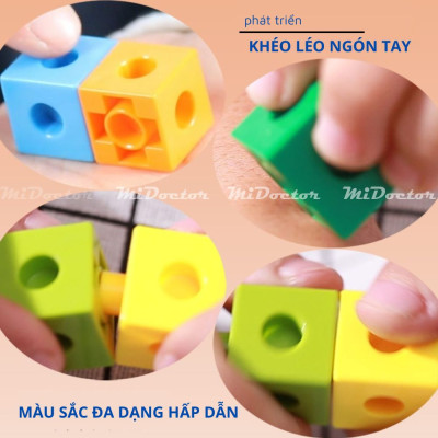 Đồ chơi giáo dục NUMBER BLOCK Linking Cubes học toán và xếp hình sáng tạo 100 khối NumberBlocks toán tư duy,tiếng anh