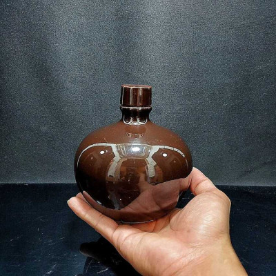Nậm Rượu 500ML gốm sứ cao cấp mẫu bầu tròn màu nâu bóng - Nậm Đựng Rượu chất lượng đảm bảo (L2)