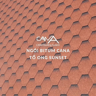 Ngói nhựa đường phủ đá CANA tổ ong sunset - ngói lợp bitum Hàn Quốc bền đẹp cho biệt thự, nhà phố, resort, đóng gói 22 tấm/gói phủ 3m2 mái