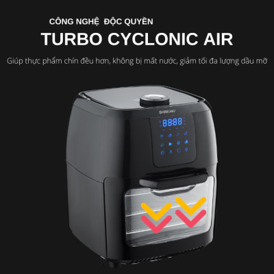 Nồi Chiên Không Dầu SHIMONO SM-AF108T 10L 1800W Cao Cấp Tiêu Chuẩn FDA Hoa Kỳ, LFGB Đức Tặng Kèm Trọn Bộ 9 Phụ Kiện Hàng Chính Hãng