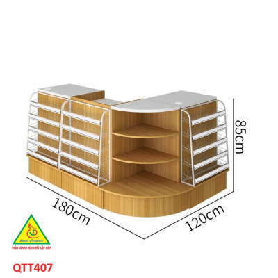 Bàn tính tiền siêu thị , Bàn thu ngân thiết kế tiện lợi QTT407 - Nội thất lắp ráp Viễn Đông Adv