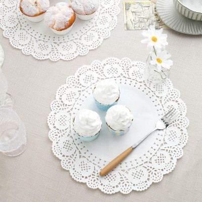 Giấy Lót Thấm Dầu Ăn Viền Ren KUNBE, Giấy Thấm Hút Dầu Mỡ Chống Dính Tôt Cho Sức Khỏe, Giấy Kê Đĩa, Trang Trí Họa Tiết Sang Trọng