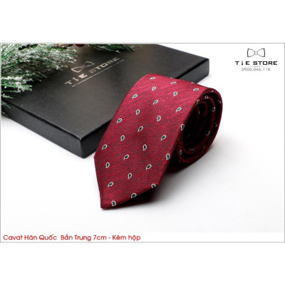 Cà Vạt Nam Bản Trung 7Cm họa tiết đơn giản - Cavat Hàn Quốc Cao Cấp Full box