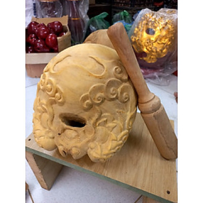 Mõ tụng kinh phật bằng gỗ mít để mộc gỗ không dác kt 12cm 