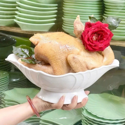 Đĩa thuyền đựng gà , đựng hoa quả thắp hương thiết kế sang trọng , tinh sảo