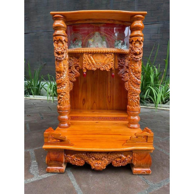 bàn thờ thần tài ông địa hộp đèn 56 x 88cm, bàn thờ ông địa gỗ gõ , bàn thờ gỗ