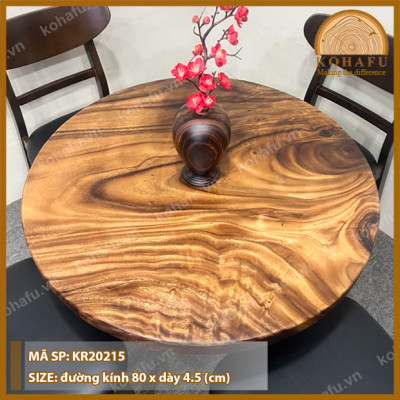 Mặt Bàn Tròn Gỗ Me Tây KOHAFU Đường Kính 80cm - HÀNG Y HÌNH