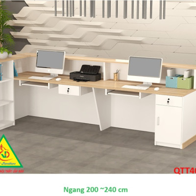 QUẦY LỄ TÂN, QUẦY TIẾP TÂN, QUẦY TÍNH TIỀN, QUẦY THU NGÂN QTT409 - Nội thất lắp ráp Viễn Đông Adv