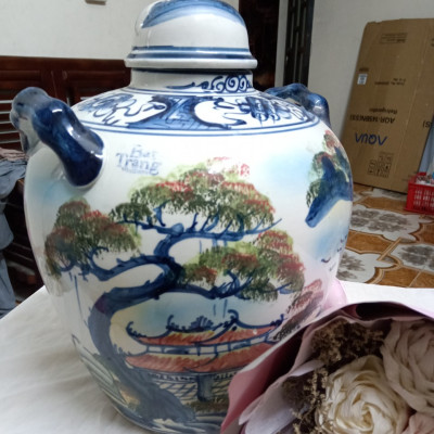 Chum đựng rượu gốm sứ Bát Tràng loại 15L