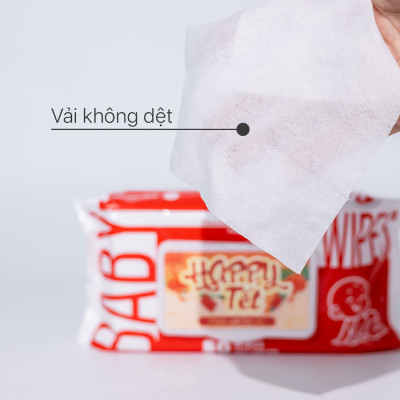 Thùng 10 gói khăn ướt trẻ em Happy Kids gói 80 tờ không mùi siêu tiết kiệm cho bé