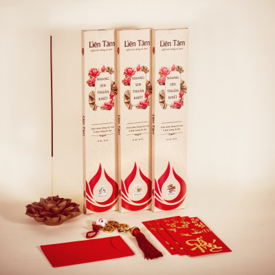 Nhang Sen Hương Xưa Liên Tâm 38cm 90 cây - Ít khói, 100% Từ Quế Hồi thiên nhiên