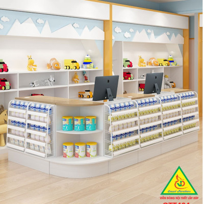 Bàn tính tiền siêu thị , Bàn thu ngân thiết kế tiện lợi QTT404 - Nội thất lắp ráp Viễn Đông Adv