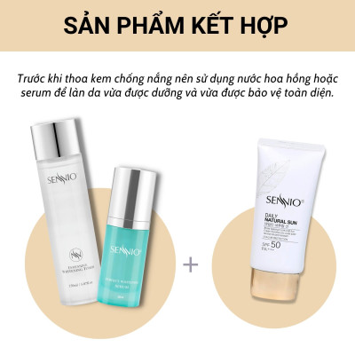 Kem chống nắng kiềm dầu Sennio Daily Natural Cream SPF 50 PA+++ dưỡng trắng da phù hợp cho da dầu mụn 50ml SNO 803