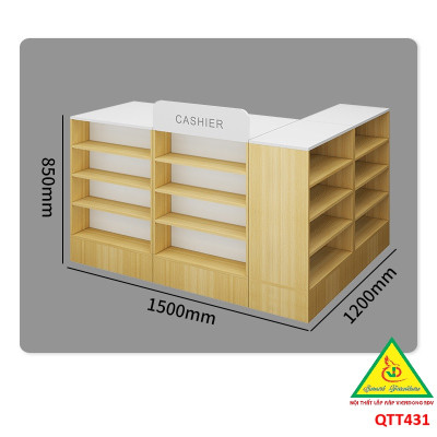 Quầy tính tiền, Bàn thu ngân cho cửa hàng tiện lợi, siêu thị mini QTT431 - NỘI THẤT LẮP RÁP VIENDONGADV