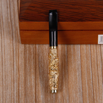 Tẩu Lọc Thuốc Chạm Rồng Nổi ZB-219, Mạ Vàng 24k