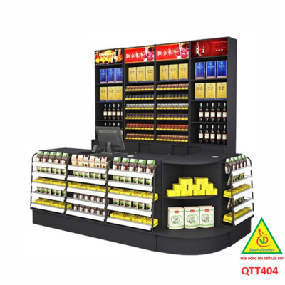 Bàn tính tiền siêu thị , Bàn thu ngân thiết kế tiện lợi QTT404 - Nội thất lắp ráp Viễn Đông Adv