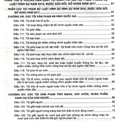 Phương Pháp Định Tội Danh Với 538 Tội Danh Trong Bộ Luật Hình Sự Năm 2015, Được Sửa Đổi, Bổ Sung Năm 2017