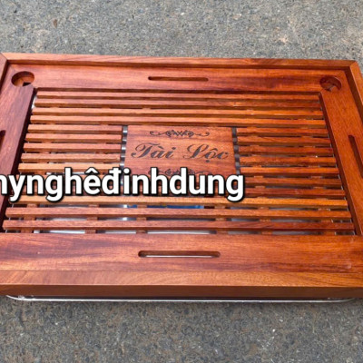 Khay trà mẫu mới bằng gỗ hương kt 42x28x6cm 