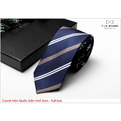 Cavat Hàn Quốc bản nhỏ 6cm chuẩn công sở, chú rể - Cavat kẻ cao cấp Full box
