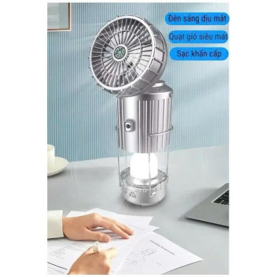 Đèn Năng Lượng Mặt Trời 3in1 Năng Lượng, Tích Hợp Quạt, Đèn Bão Du Lịch Đi Câu Cá Cắm Trại