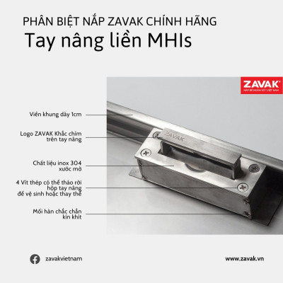 Nắp bể nước ngầm Zavak MHI-75 dùng trong nhà, KT 75x75cm, lát gạch dày 1.2cm, chịu tải xe máy, inox 304