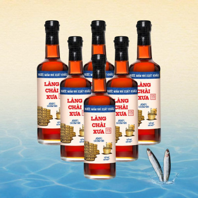 Thùng 6 chai nước mắm nhỉ xuất khẩu Làng Chài Xưa Nhãn Xanh 500ml/chai