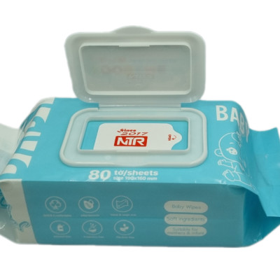 Thùng 4 gói Khăn ướt không mùi Koobeme, khăn to dày, đủ 80 tờ, 700gram, thấm nước đều vừa phải