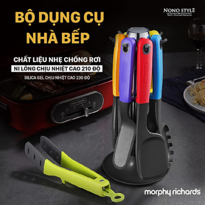 Bộ dụng cụ nhà bếp 7 món Morphy Richards MR1032 chất liệu nylon silica gel + silicone chịu nhiệt cao, siêu nhẹ - HÀNG NHẬP KHẨU