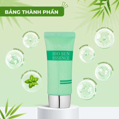 Kem chống nắng Sennio Bio Sun Essence dạng tinh chất dưỡng trắng da chống ánh sáng xanh 50ml SNO 825