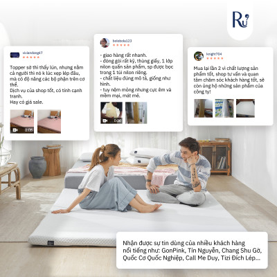 Nệm Cuộn Trải Sàn Cao Cấp (Foam Topper) Ru9 - Thoải Mái Mọi Nơi | Lớp Foam Nâng Đỡ | 7 Kích Thước | 30 Ngày 1 Đổi 1