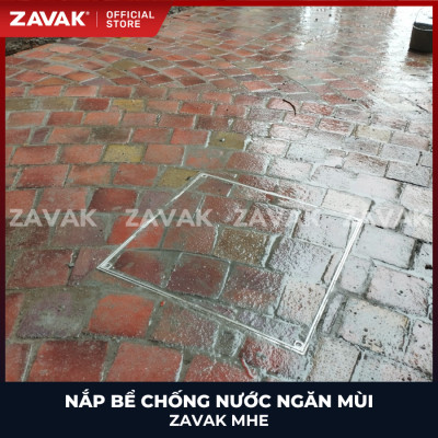 Nắp bể ngầm Zavak MHE-50 KT50x50cm, chống nước, ngăn mùi, lát gạch 1.2 cm, chịu tải xe 1.5 tấn, inox 304