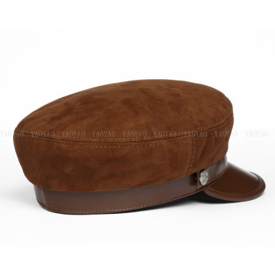 Mũ beret nữ da cừu phối da lộn cao cấp BHY1920 Nón lưỡi trai nữ phong cách Hàn Quốc