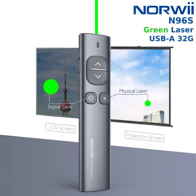 Bút trình chiếu kĩ thuật số LASER xanh NORWii N96S dùng cho màn hình LED/TV và màn chiếu. Tích hợp bộ nhớ 32GB. HÀNG CHÍNH HÃNG CÓ BẢO HÀNH