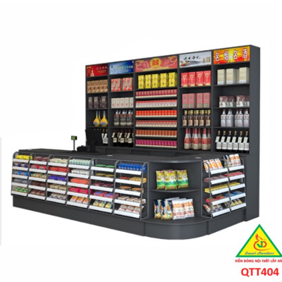 Bàn tính tiền siêu thị , Bàn thu ngân thiết kế tiện lợi QTT404 - Nội thất lắp ráp Viễn Đông Adv