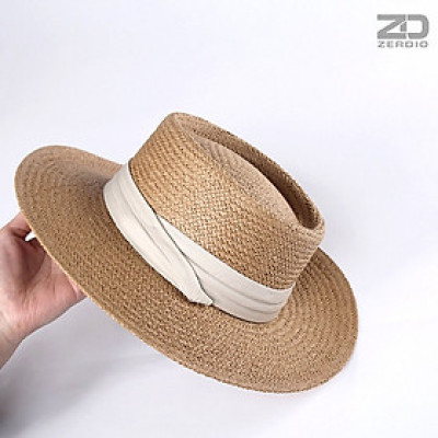 Mũ Cói Nữ Đi Biển, Nón Rơm Rộng Vành Phong Cách Hàn Quốc MCNDB014