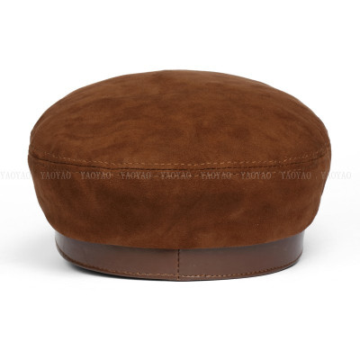 Mũ beret nữ da cừu phối da lộn cao cấp BHY1920 Nón lưỡi trai nữ phong cách Hàn Quốc