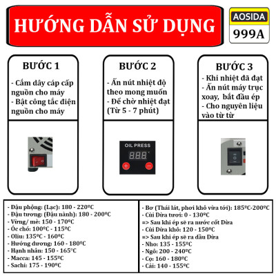 Máy ép dầu ăn thực vật nóng và lạnh dùng trong gia đình thương hiệu Anh Quốc cao cấp AOSIDA 999A - Công suất 1000W - Hàng nhập khẩu