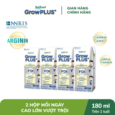 Thùng Sữa Bột Pha sẵn Nutifood GrowPLUS+ Cao Lớn Vượt Trội trên 1 tuổi (24 hộp x 180ml)