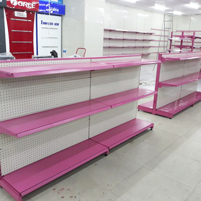 Kệ siêu thị đôi tôn đục lỗ C1200 x D1200 x R750 x 3 Tầng